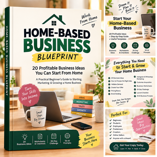 Home-Based Business Blueprint – 20 Profitable Business Ideas, Worksheets & 30-Day Startup Challenge
